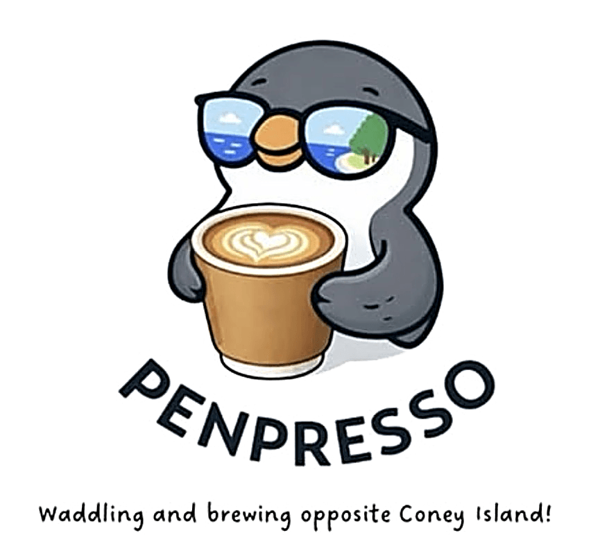 Penpresso — waddling and brewing opposite Coney Island